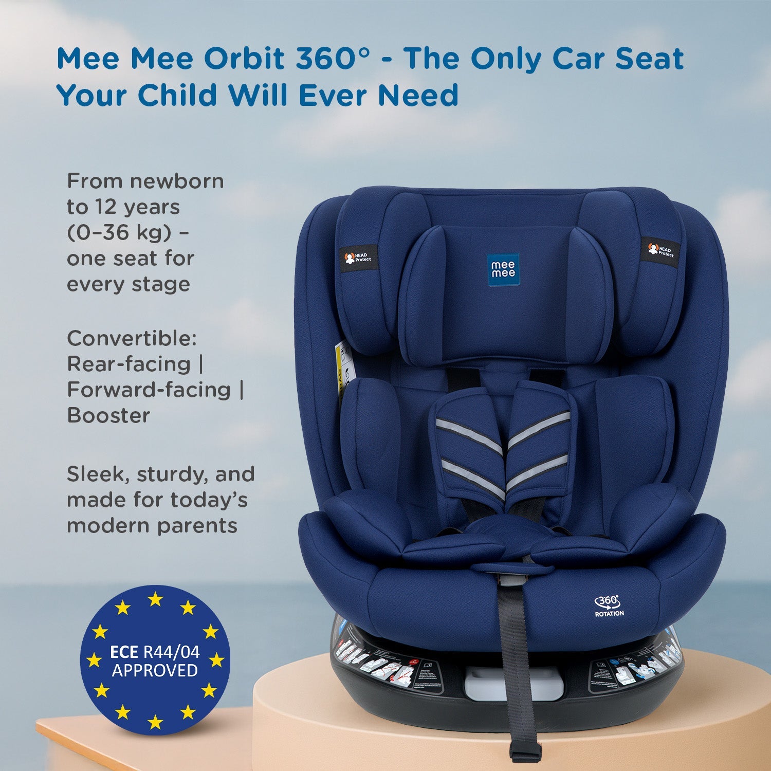 mee mee 360°  Dark Blue Rotating Convertible Car Seat*