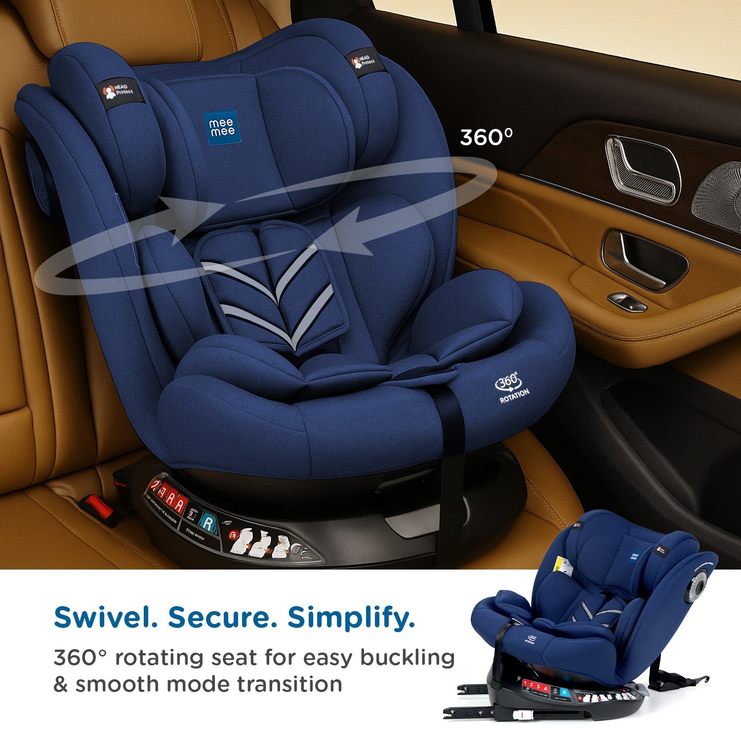 mee mee 360°  Dark Blue Rotating Convertible Car Seat*