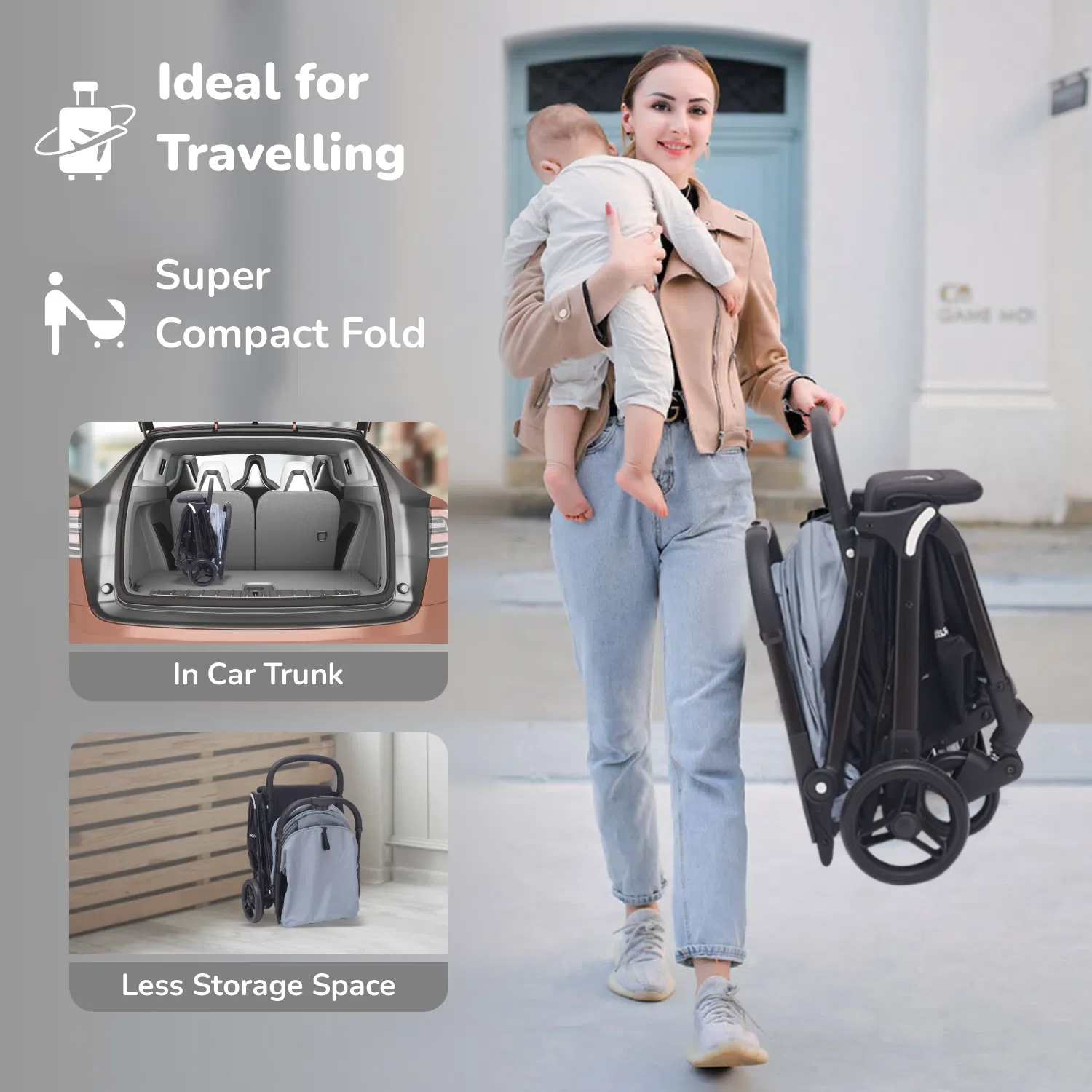 Street Smart Ace Auto Fold Kids Stroller With Personalized Name Plate