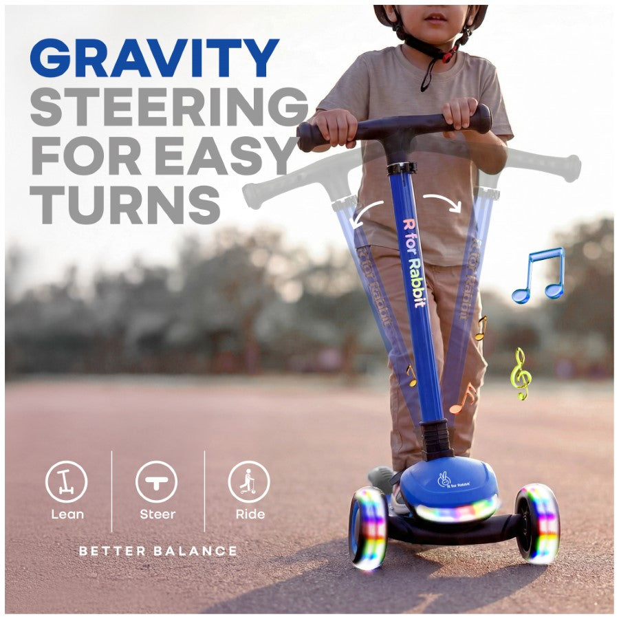 R for Rabbit Road Runner Jazz Scooter for Kids With ABEC7 Bearings, LED PU Wheels & Foldable Frame