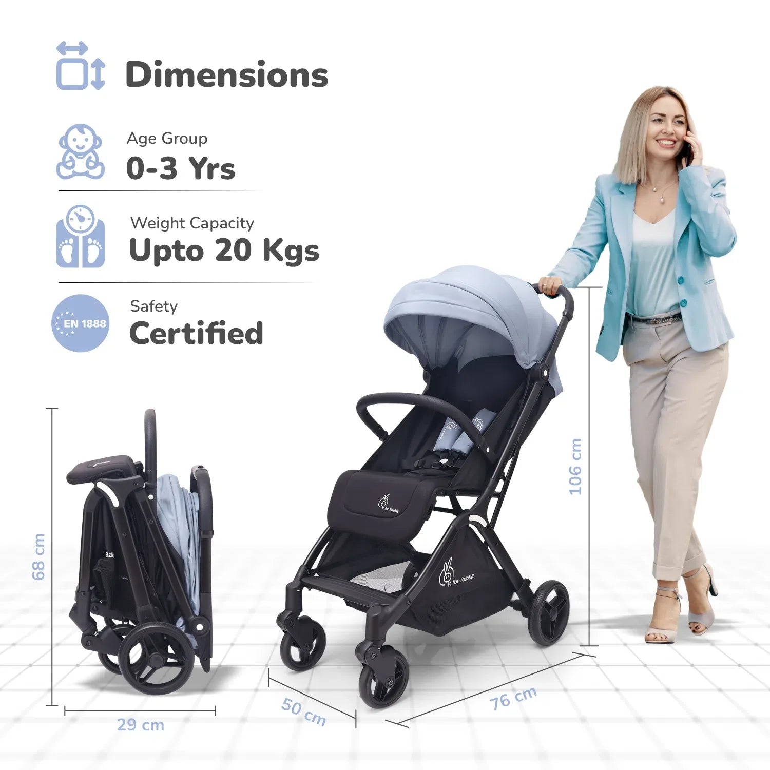 Street Smart Ace Auto Fold Kids Stroller With Personalized Name Plate