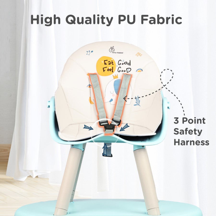 R for Rabbit Cherry Berry Tusky High Chair For Kids 3-in-1 Convertible with Detachable & Adjustable Food Tray