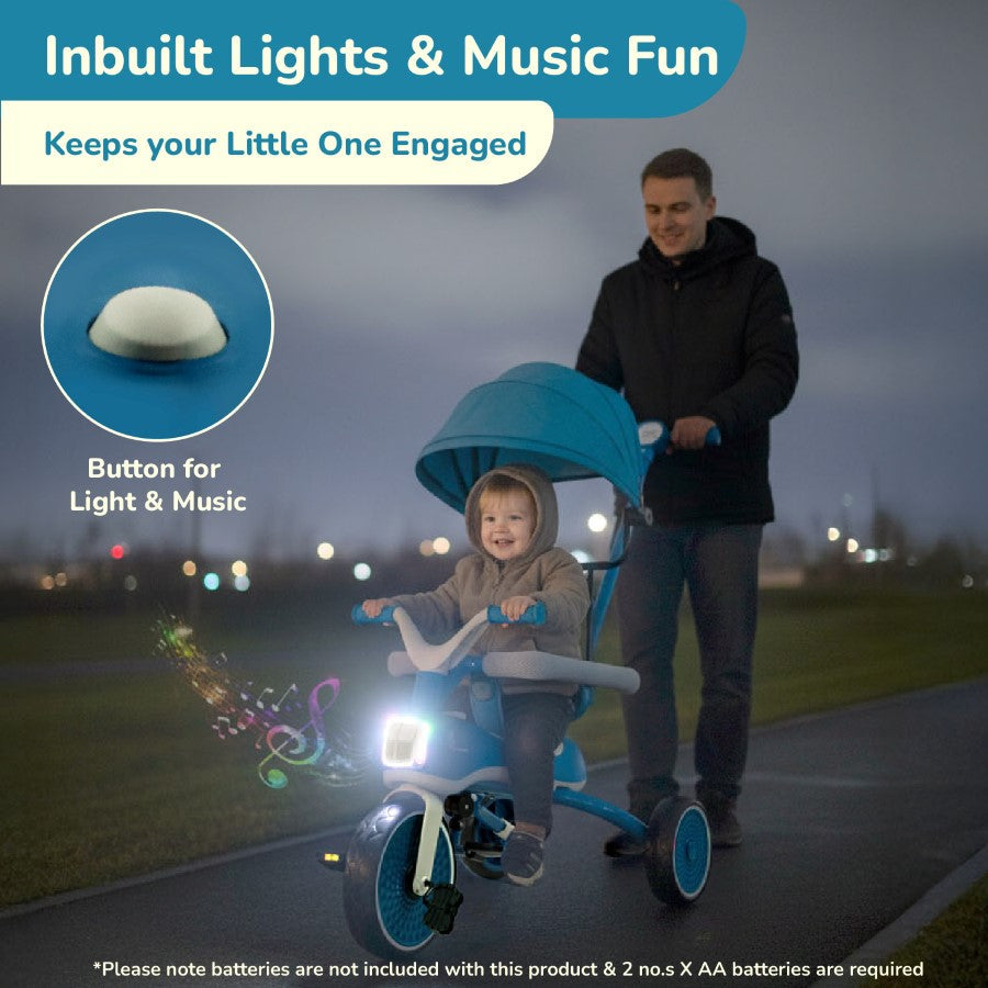 R for Rabbit Tiny Toes Karizma - Luxury 3-in-1 Smart Tricycle for Kids 2 to 5 Years with Music & Canopy