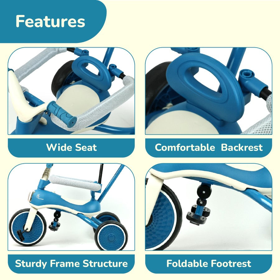 R for Rabbit Tiny Toes Karizma - Luxury 3-in-1 Smart Tricycle for Kids 2 to 5 Years with Music & Canopy