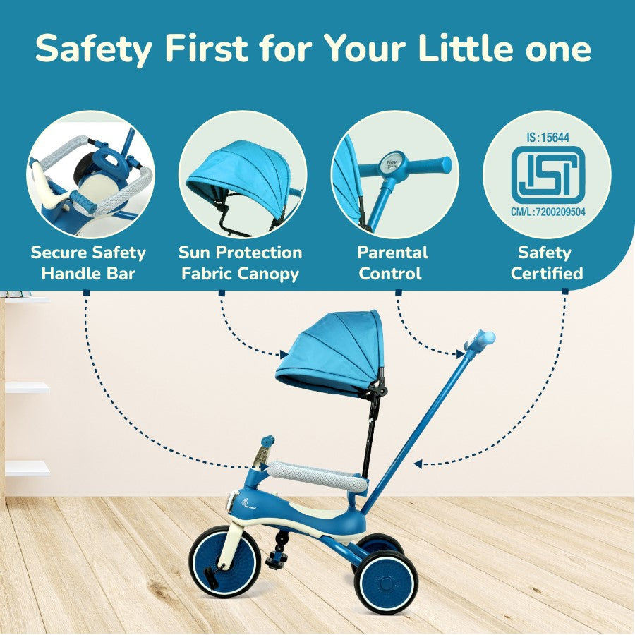 R for Rabbit Tiny Toes Karizma - Luxury 3-in-1 Smart Tricycle for Kids 2 to 5 Years with Music & Canopy