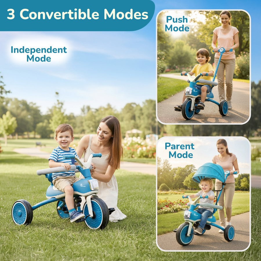 R for Rabbit Tiny Toes Karizma - Luxury 3-in-1 Smart Tricycle for Kids 2 to 5 Years with Music & Canopy