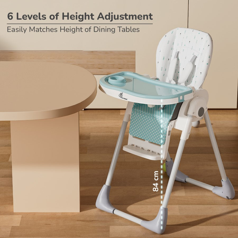 R for Rabbit Marshmallow Lite High Chair - 6 Level Height Adjustment, 3 Recline Modes, Adjustable & Removable Meal Tray