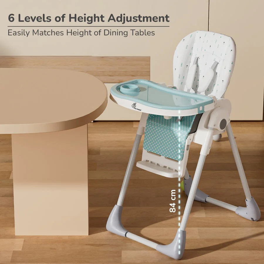 R for Rabbit Marshmallow Lite High Chair - 6 Level Height Adjustment, 3 Recline Modes, Adjustable & Removable Meal Tray