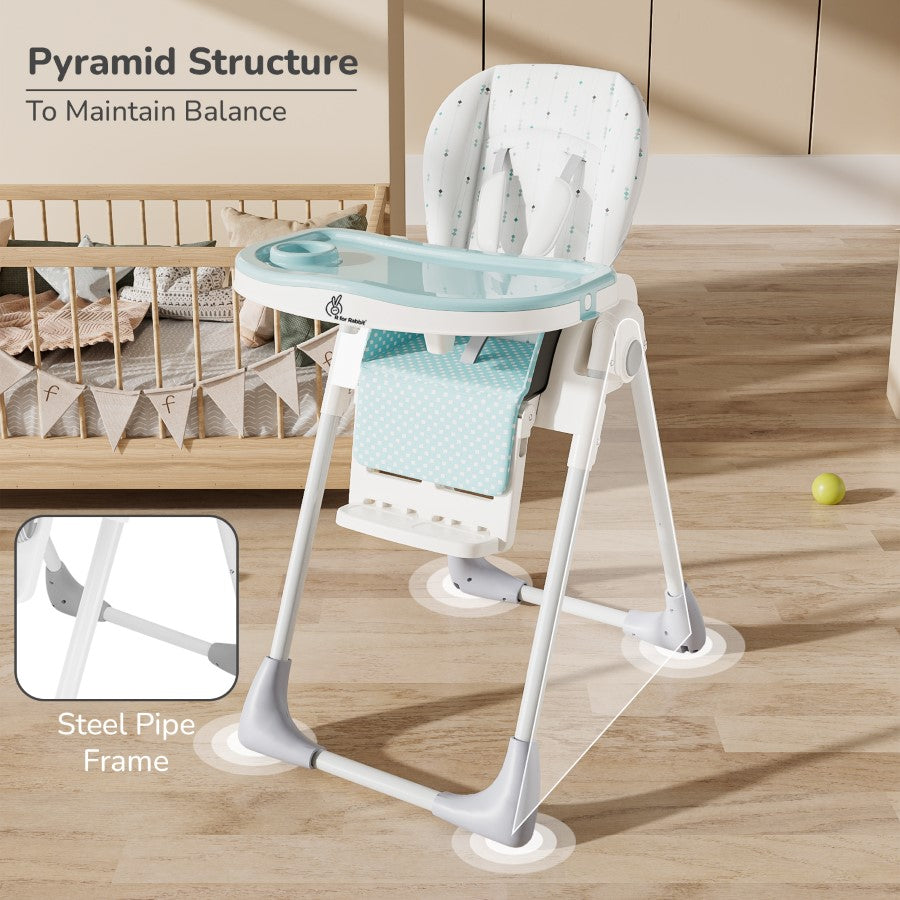 R for Rabbit Marshmallow Lite High Chair - 6 Level Height Adjustment, 3 Recline Modes, Adjustable & Removable Meal Tray