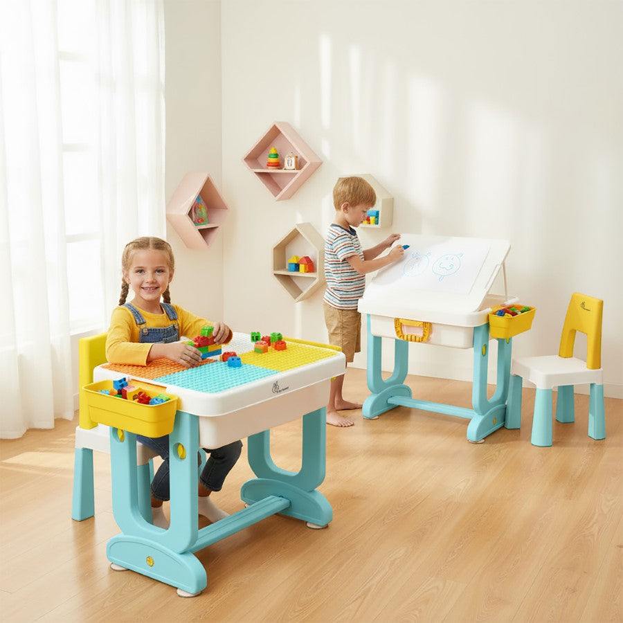 R for Rabbit Little Genius Learner Study Table Set for Kids 4-in-1 Multifunctional Study Table With Portable, Safe & Smart Design