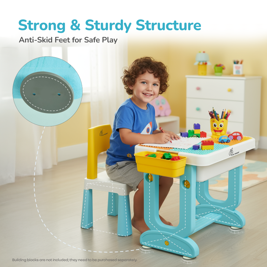 R for Rabbit Little Genius Learner Study Table Set for Kids 4-in-1 Multifunctional Study Table With Portable, Safe & Smart Design