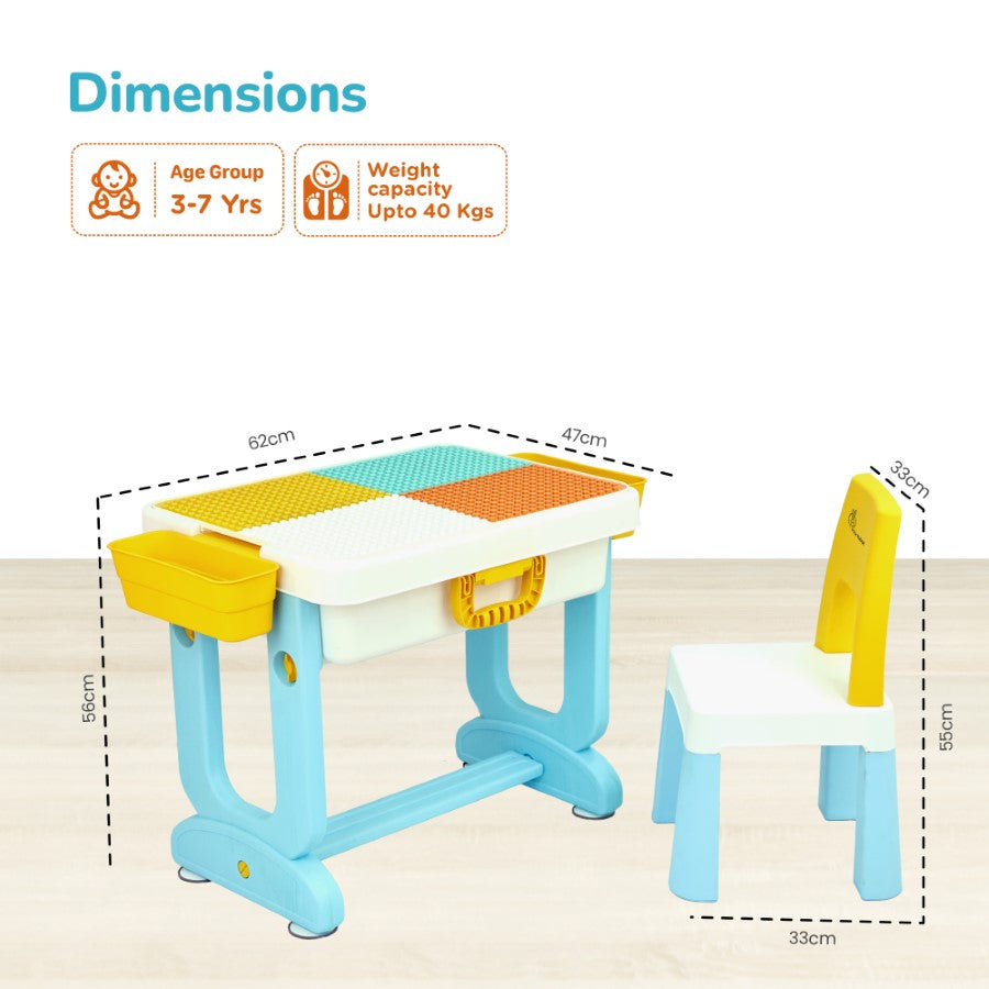 R for Rabbit Little Genius Learner Study Table Set for Kids 4-in-1 Multifunctional Study Table With Portable, Safe & Smart Design
