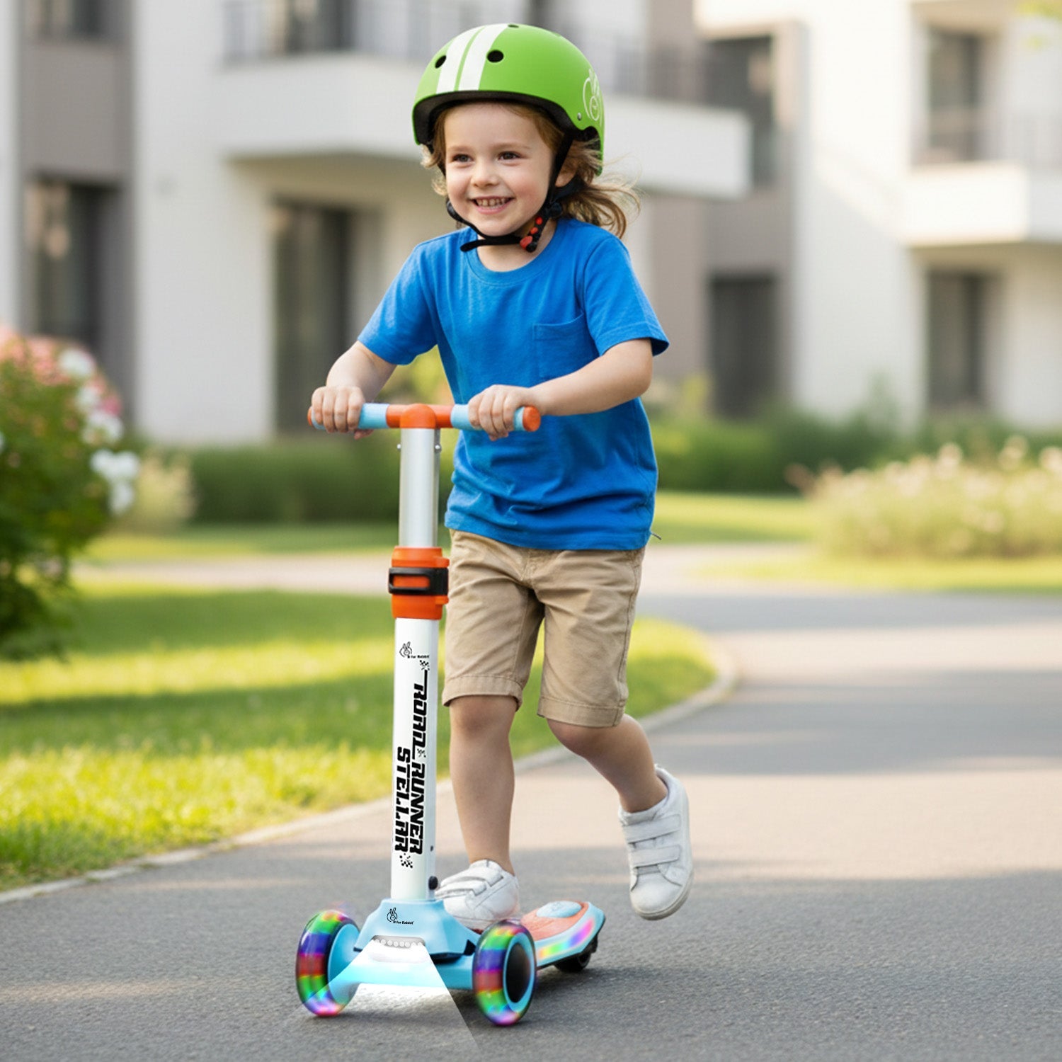 R for Rabbit Road Runner Stellar - LED Scooter for Kids with Bluetooth Music, Adjustable Height & Smooth Ride