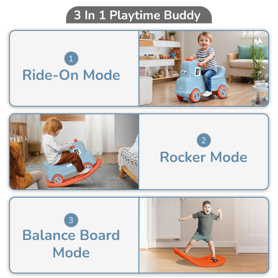 R for Rabbit Rock N Ride 3-in-1 Balance Board, Ride On & Rocker for Kids (1-4 Years)