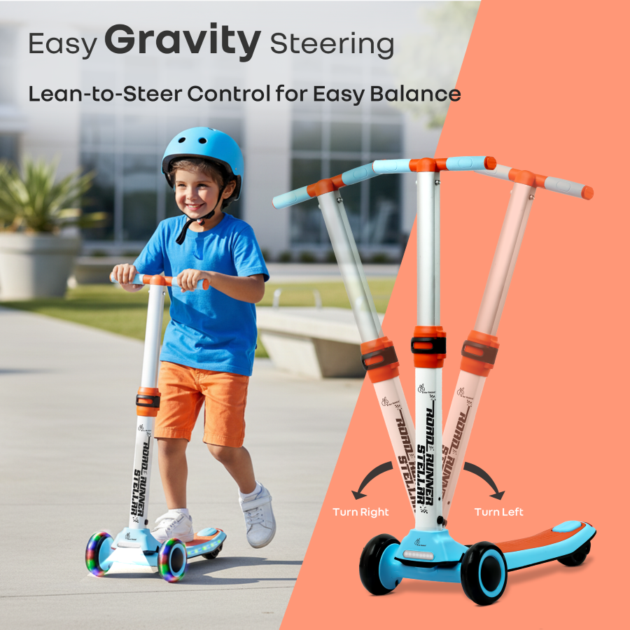 R for Rabbit Road Runner Stellar - LED Scooter for Kids with Bluetooth Music, Adjustable Height & Smooth Ride