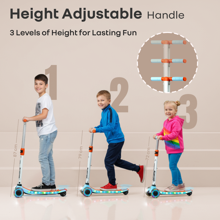 R for Rabbit Road Runner Stellar - LED Scooter for Kids with Bluetooth Music, Adjustable Height & Smooth Ride