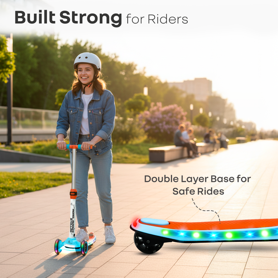 R for Rabbit Road Runner Stellar - LED Scooter for Kids with Bluetooth Music, Adjustable Height & Smooth Ride