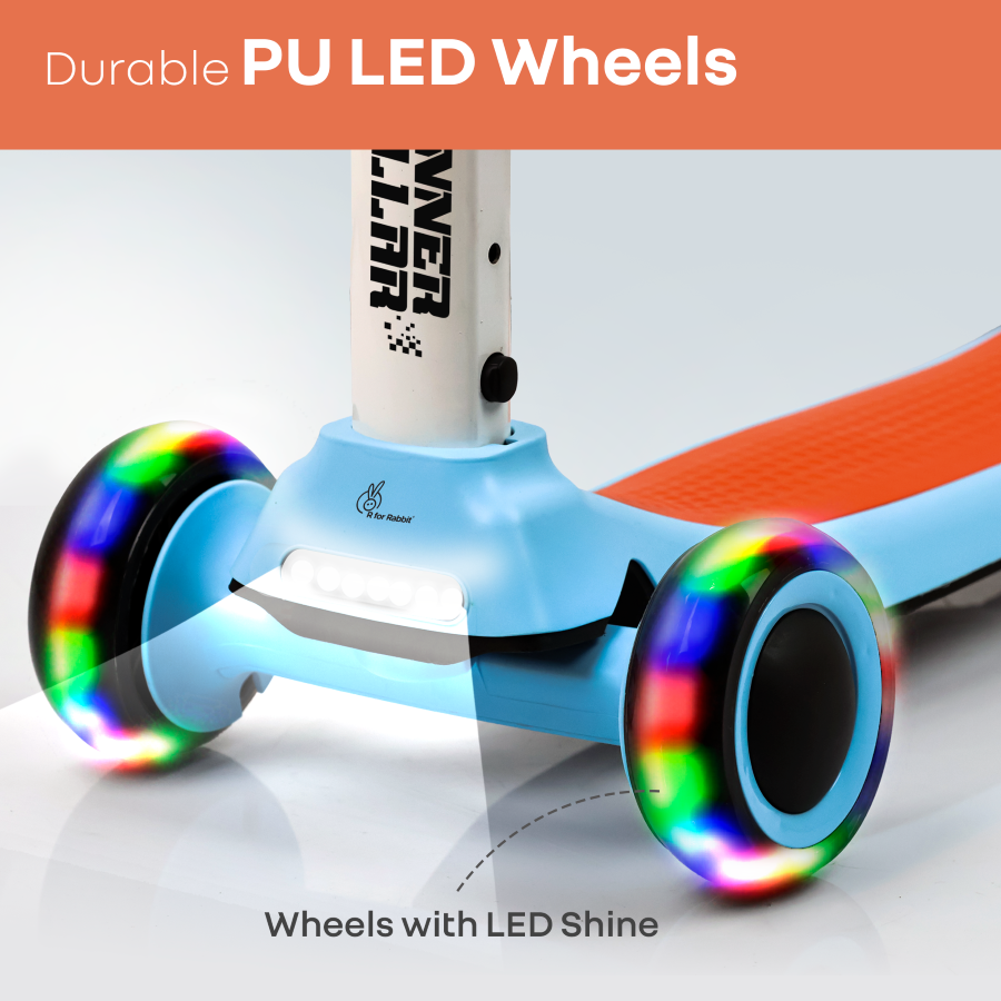 R for Rabbit Road Runner Stellar - LED Scooter for Kids with Bluetooth Music, Adjustable Height & Smooth Ride