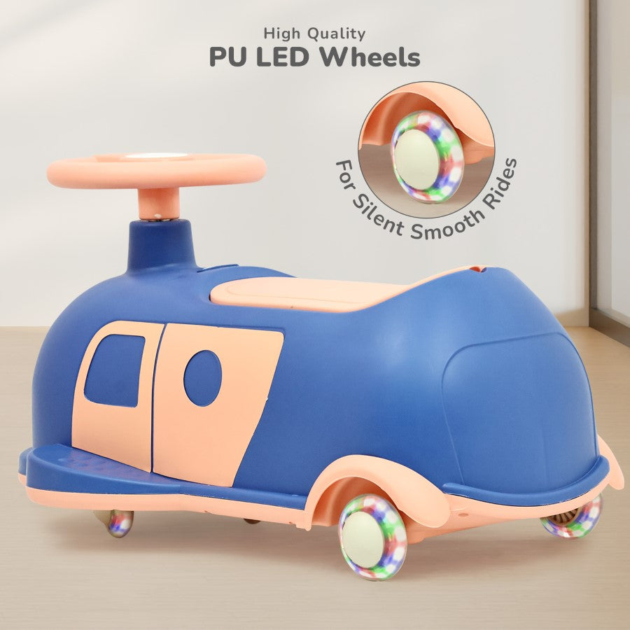 R for Rabbit Iya Iya Caravan Swing car – 3-in-1 Multipurpose Ride-On with PU LED Wheels
