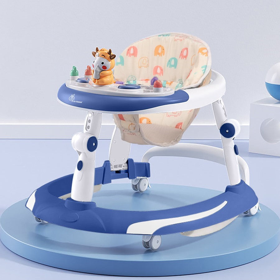 R for Rabbit Little Feet Plus Walker - Detachable Toy Bar/Meal Tray With Music & Light, 3 Level Height/ 4 Level Seat Adjustment, 2-in-1 Walker cum Rocker