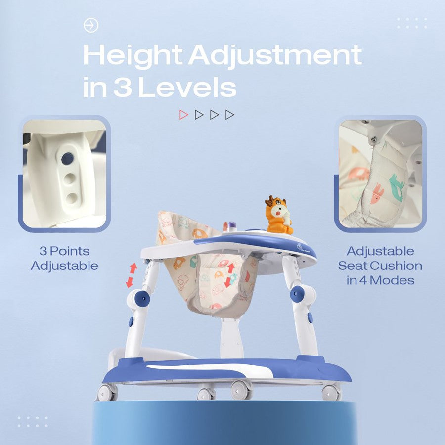 R for Rabbit Little Feet Plus Walker - Detachable Toy Bar/Meal Tray With Music & Light, 3 Level Height/ 4 Level Seat Adjustment, 2-in-1 Walker cum Rocker