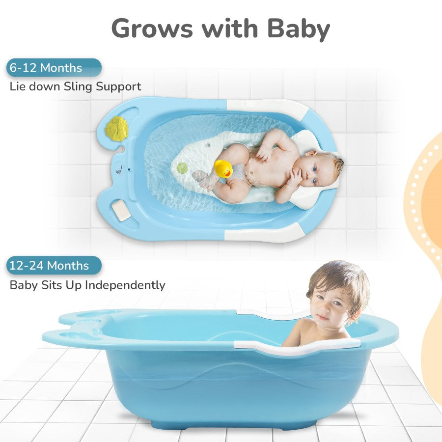 R for Rabbit Bubble Double Snowy: 2-in-1 Baby Bath Tub with Ergonomic Sling