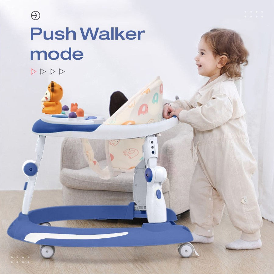 R for Rabbit Little Feet Plus Walker - Detachable Toy Bar/Meal Tray With Music & Light, 3 Level Height/ 4 Level Seat Adjustment, 2-in-1 Walker cum Rocker