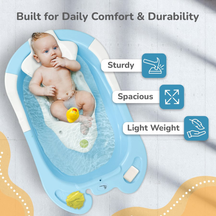 R for Rabbit Bubble Double Snowy: 2-in-1 Baby Bath Tub with Ergonomic Sling
