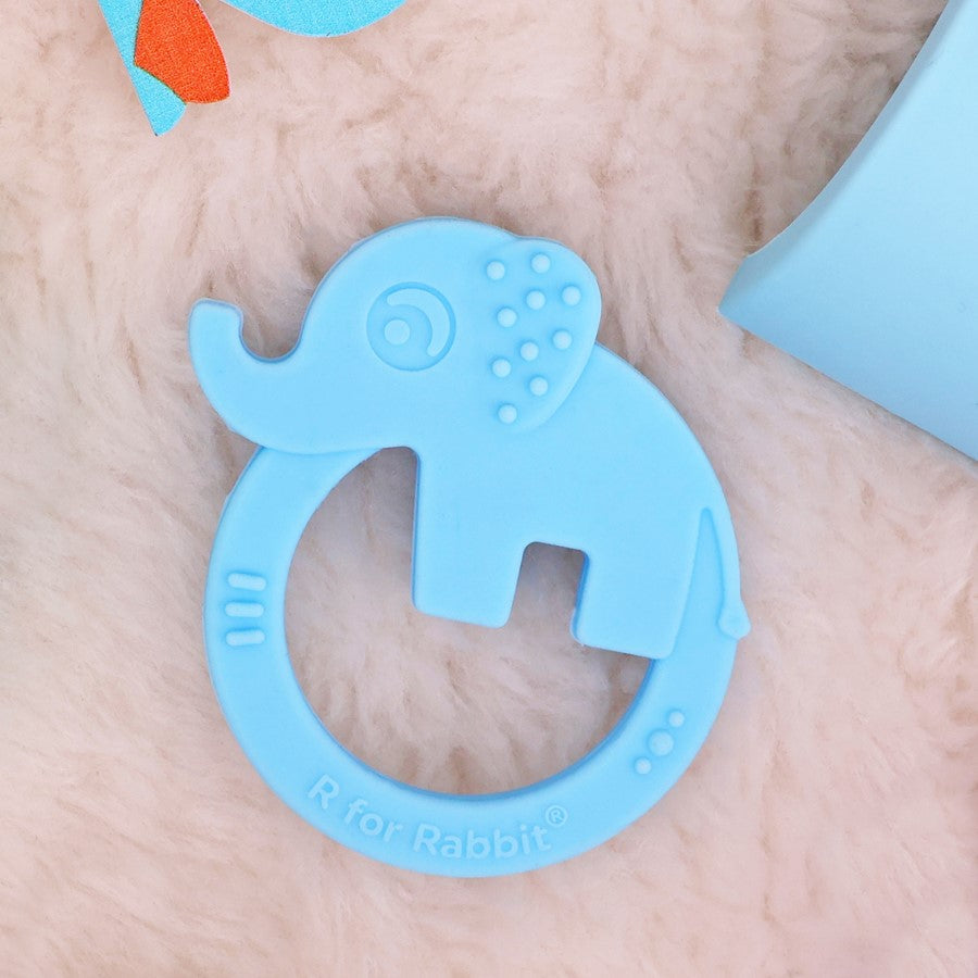 R for Rabbit Tiny Bites Zoobie Baby Silicone Teethers Pack of 1 Crocodile, Rabbit, and Elephant