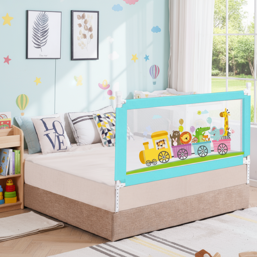 R for Rabbit Safari Bed Rail for Baby With Adjustable Height, Mesh & Storage Pocket