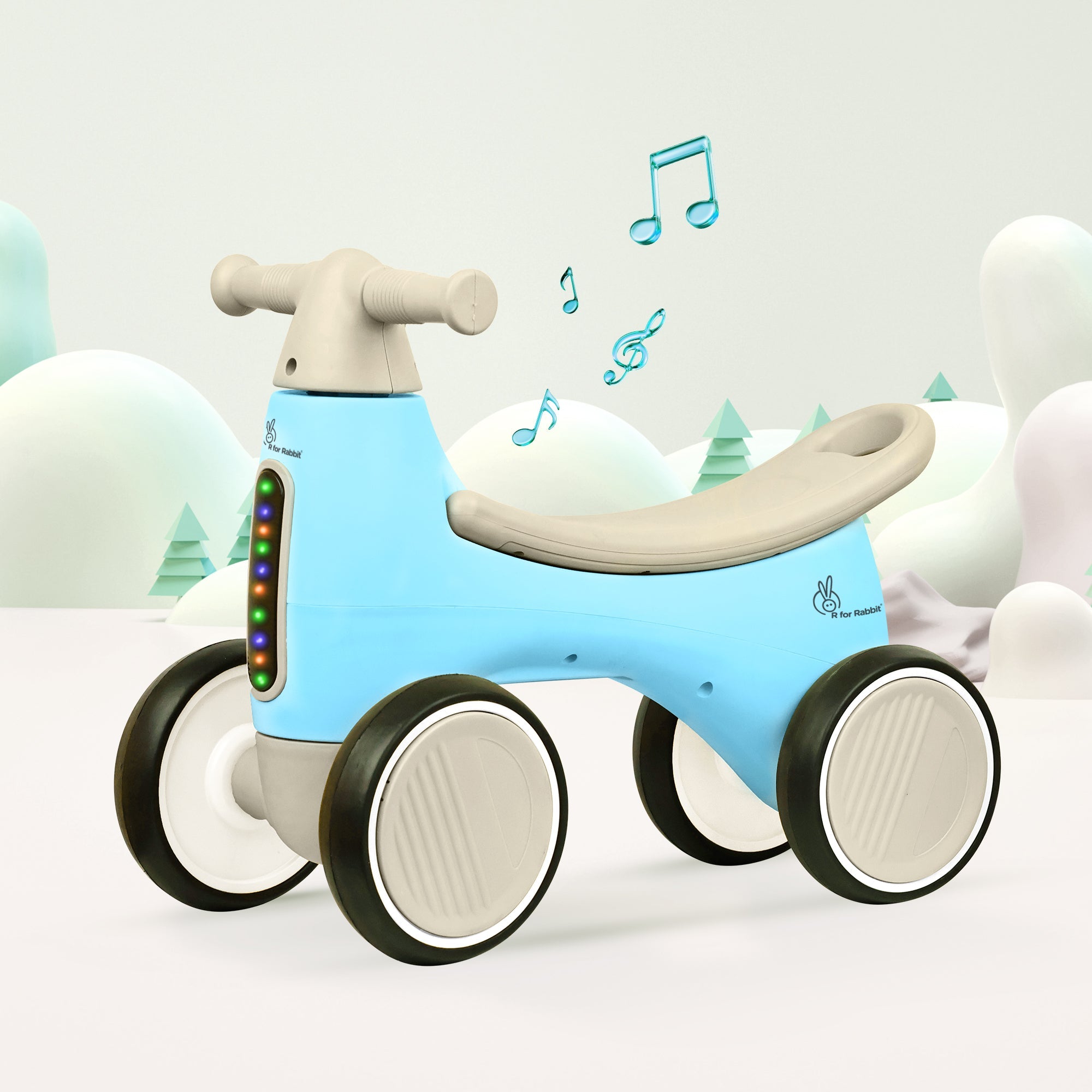 R for Rabbit Speedster Glider Baby Ride On Car – Fun Push Ride with Music, LED Lights, Toy Storage & EVA Wheels