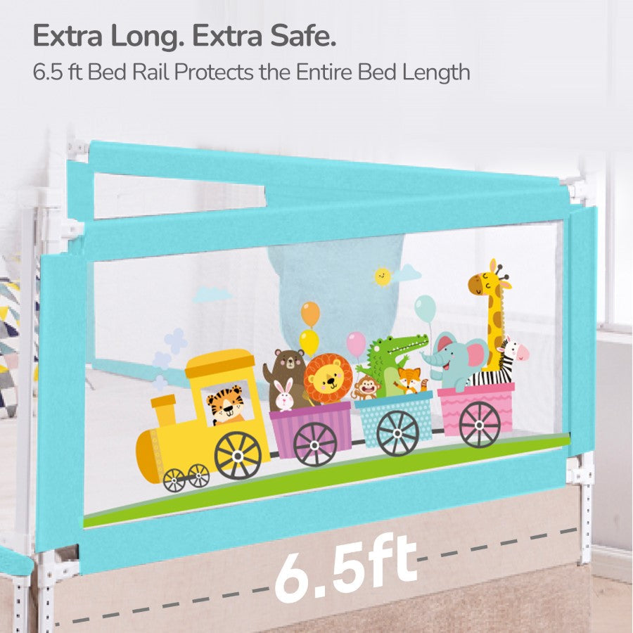 R for Rabbit Safari Bed Rail for Baby With Adjustable Height, Mesh & Storage Pocket