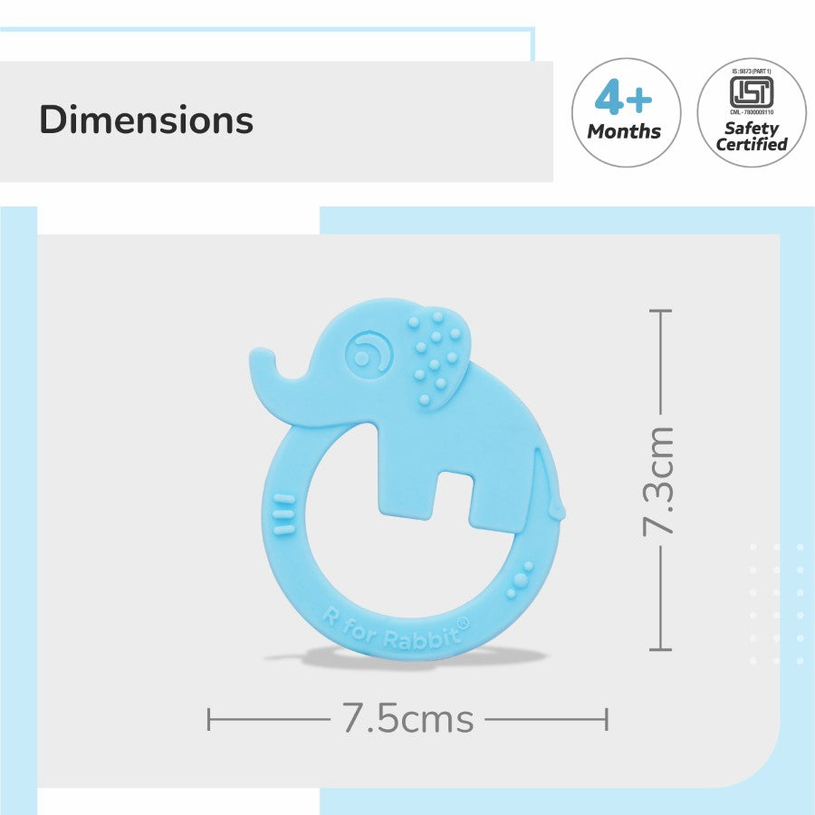R for Rabbit Tiny Bites Zoobie Baby Silicone Teethers Pack of 1 Crocodile, Rabbit, and Elephant