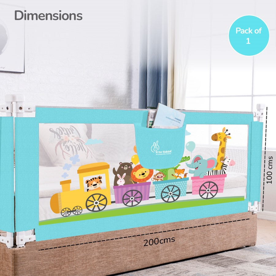 R for Rabbit Safari Bed Rail for Baby With Adjustable Height, Mesh & Storage Pocket