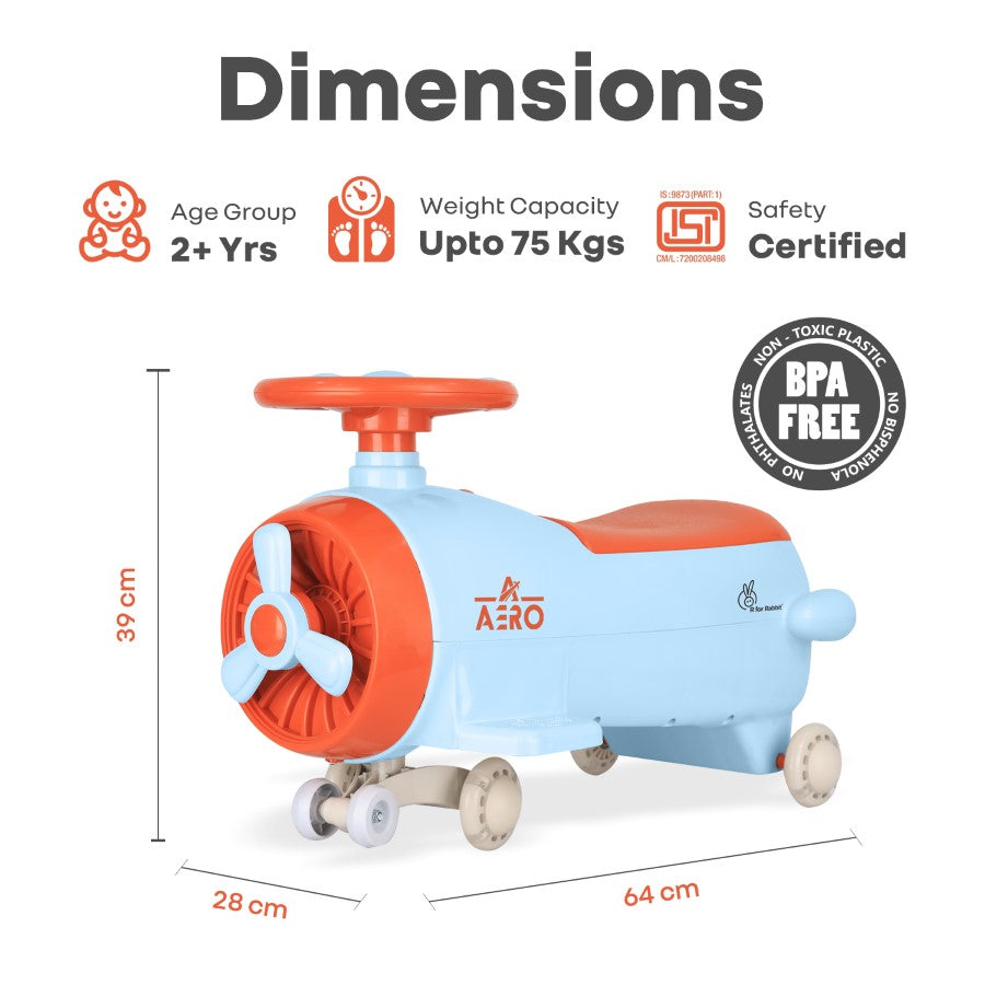 R for Rabbit Iya Iya Aero Swing Car for kids 2 in 1 Ride On With ABEC 7 Bearing