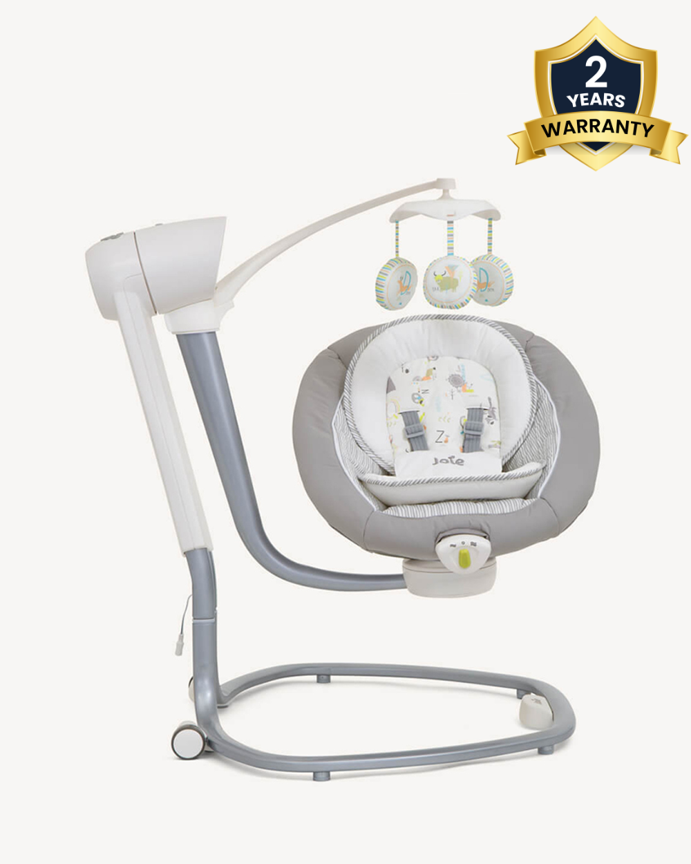 Joie Serina Swivel Baby Swing-3 Position Recline-6 Swing Speeds-With Toy Bar & 3 Plush Toys-2 Built In Wheels-For 0 to 9Kg-Nature's Alphabet