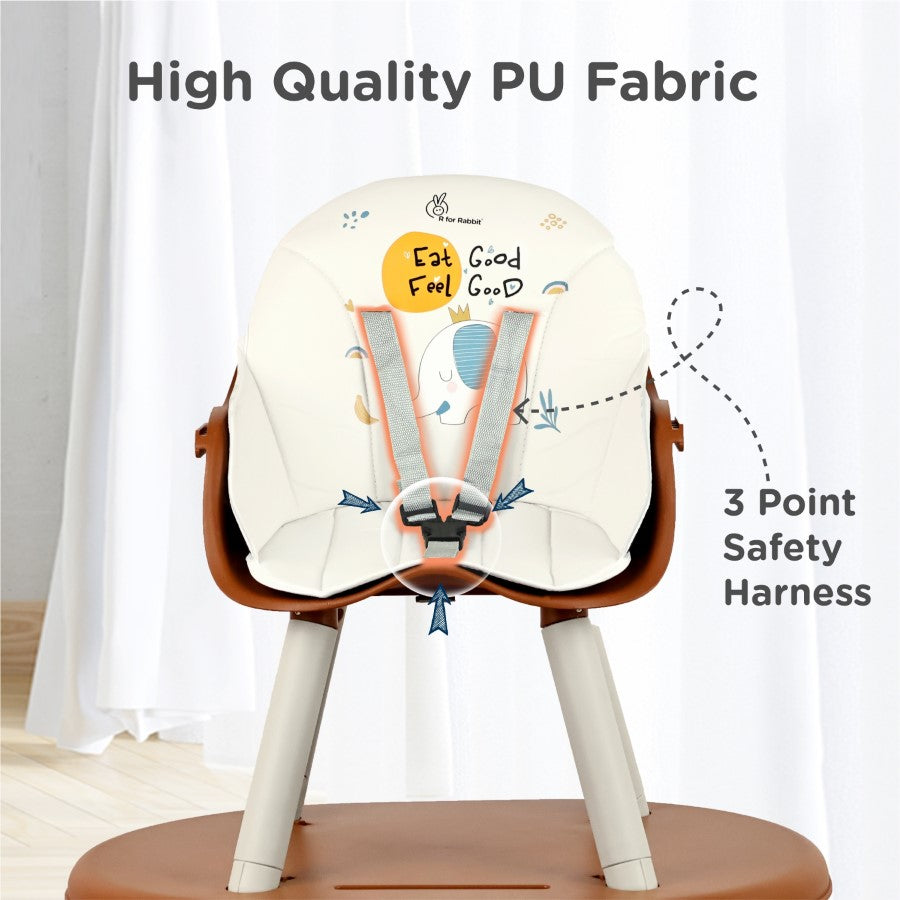 R for Rabbit Cherry Berry Tusky High Chair For Kids 3-in-1 Convertible with Detachable & Adjustable Food Tray