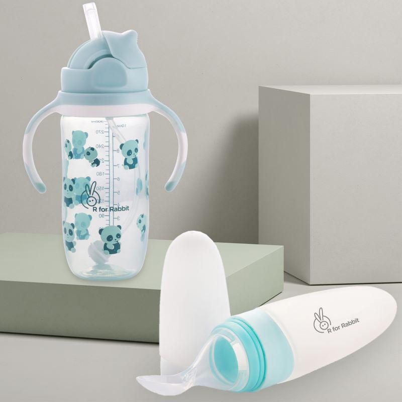 R for Rabbit Bubble Sipper Bottle + Silicone Feeding Bottle Spoon