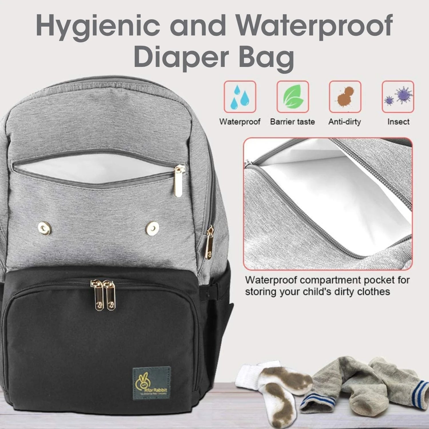 R for Rabbit Caramello Smart Diaper Bags For Mother With Personalized Name Tag