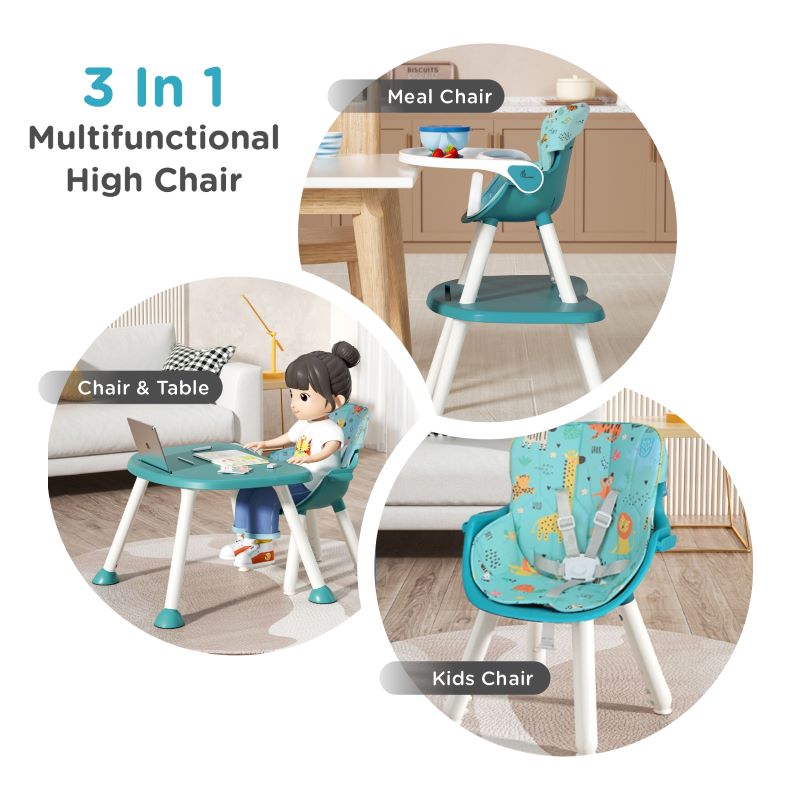 R for Rabbit Cherry Berry Safari Baby High Chair, 3 in 1 Convertible High Chair Cum Kids Study Table