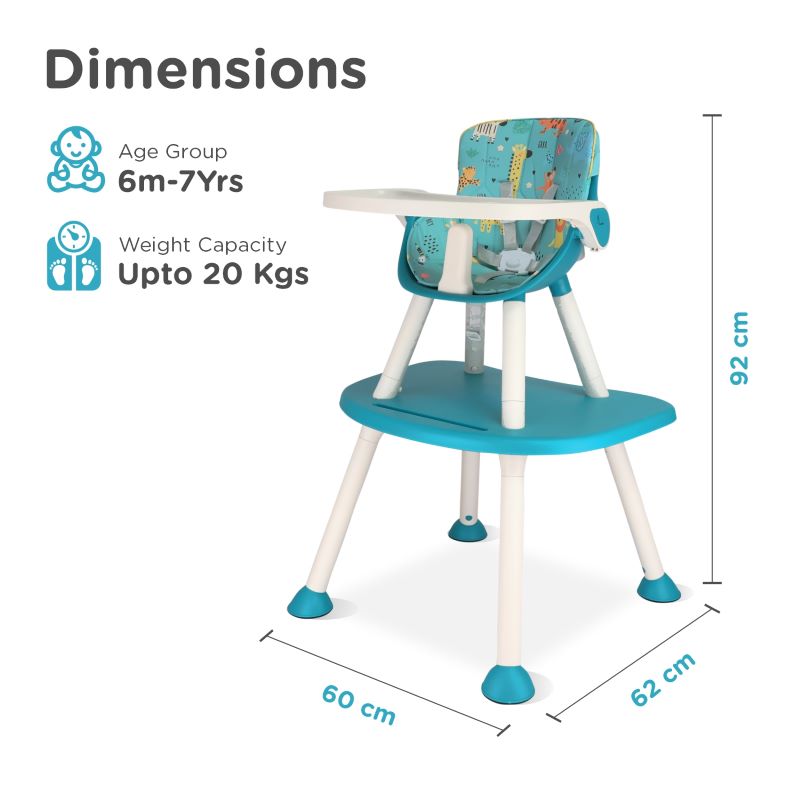 R for Rabbit Cherry Berry Safari Baby High Chair, 3 in 1 Convertible High Chair Cum Kids Study Table