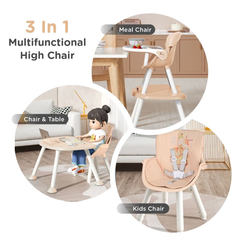 R for Rabbit Cherry Berry Safari Baby High Chair, 3 in 1 Convertible High Chair Cum Kids Study Table
