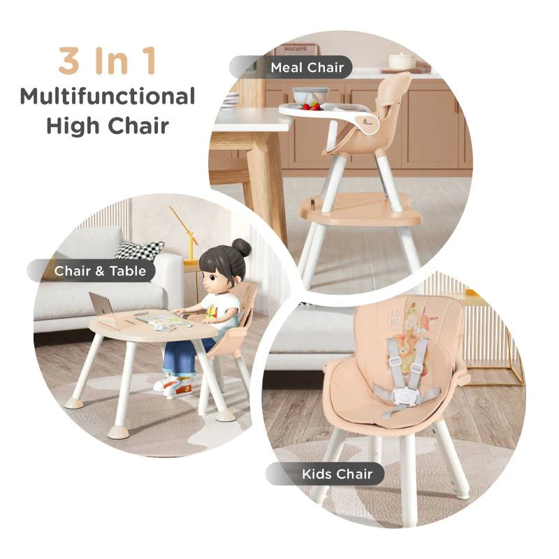 R for Rabbit Cherry Berry Safari Baby High Chair, 3 in 1 Convertible High Chair Cum Kids Study Table