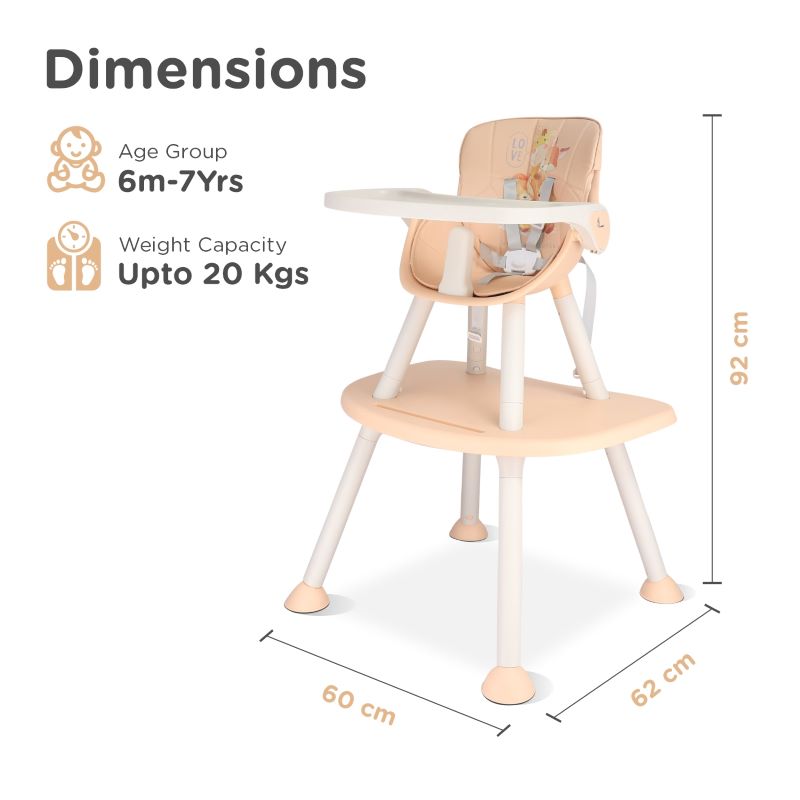 R for Rabbit Cherry Berry Safari Baby High Chair, 3 in 1 Convertible High Chair Cum Kids Study Table