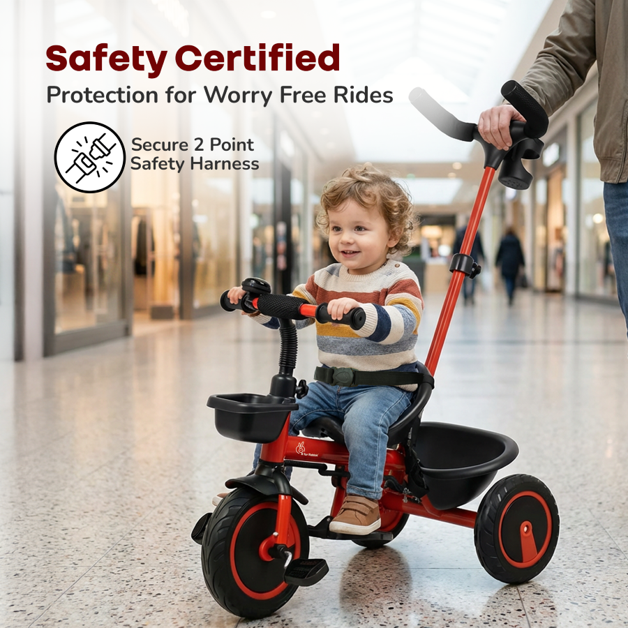 R for Rabbit Tiny Toes R20 Plus Tricycle for Kids with Safety Certification, Plug-and-Play Design, Rubber Wheels & Steel Frame