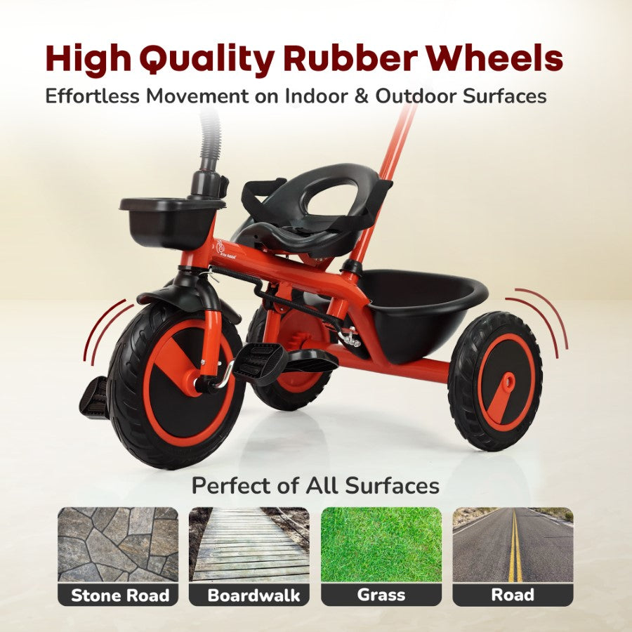 R for Rabbit Tiny Toes R20 Plus Tricycle for Kids with Safety Certification, Plug-and-Play Design, Rubber Wheels & Steel Frame