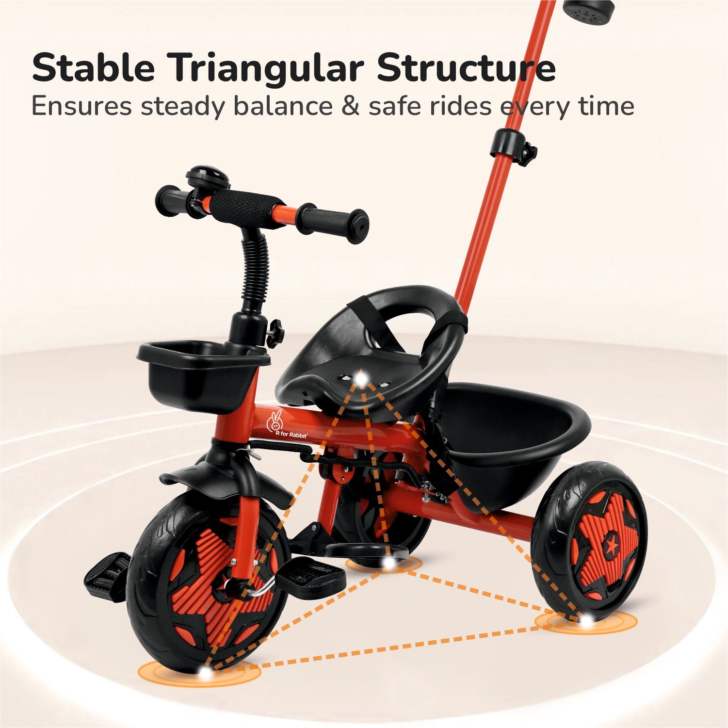 R for Rabbit Tiny Toes R20 Ace Baby Tricycle – Smart Plug & Play Trike with Parental Control & EVA Wheels