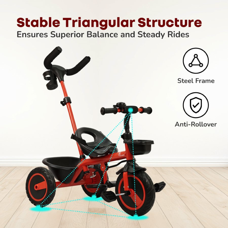 R for Rabbit Tiny Toes R20 Plus Tricycle for Kids with Safety Certification, Plug-and-Play Design, Rubber Wheels & Steel Frame