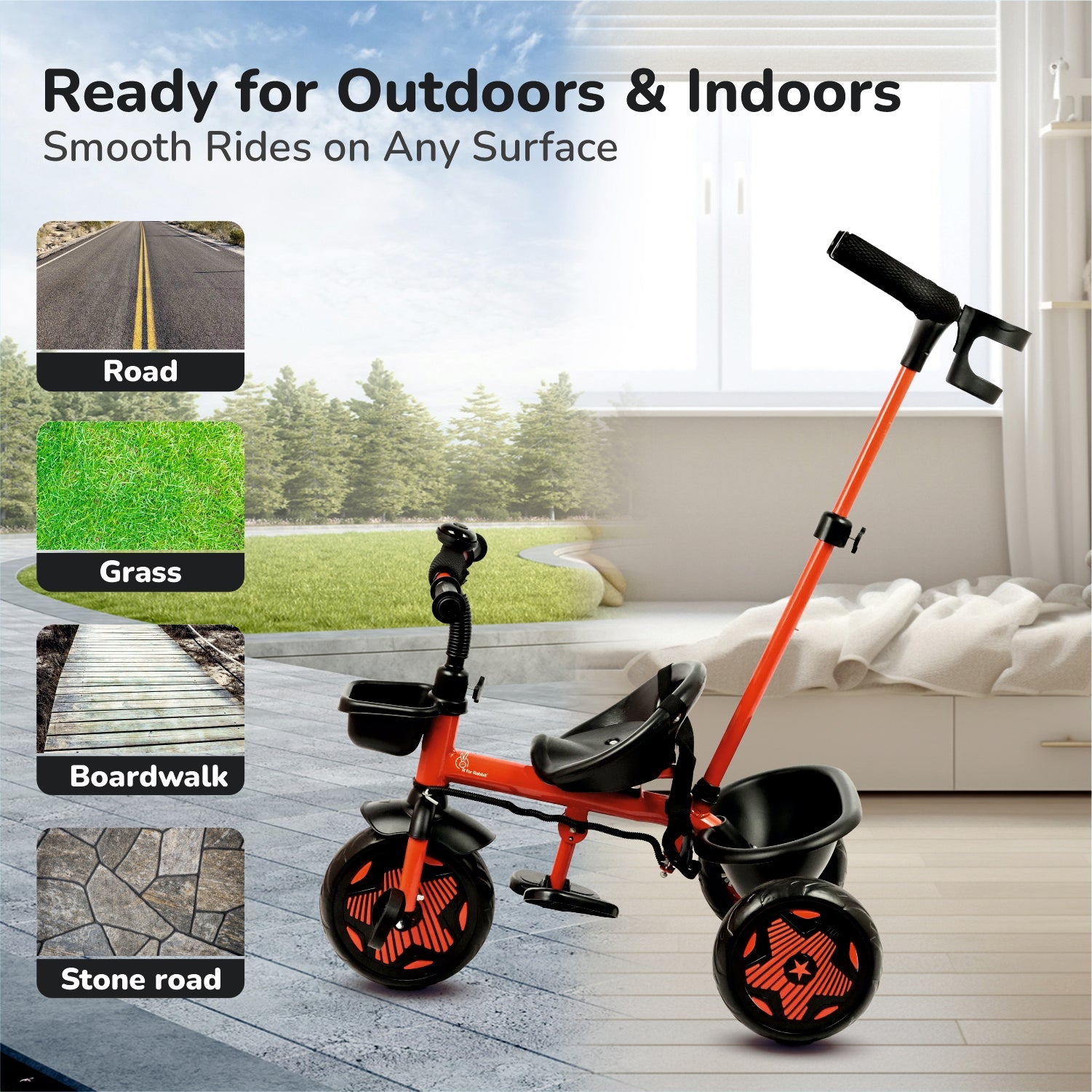 R for Rabbit Tiny Toes R20 Ace Baby Tricycle – Smart Plug & Play Trike with Parental Control & EVA Wheels