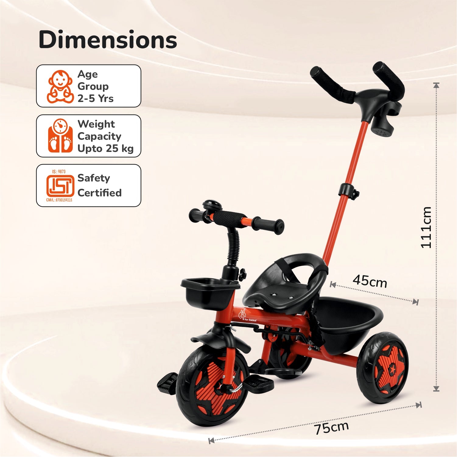 R for Rabbit Tiny Toes R20 Ace Baby Tricycle – Smart Plug & Play Trike with Parental Control & EVA Wheels
